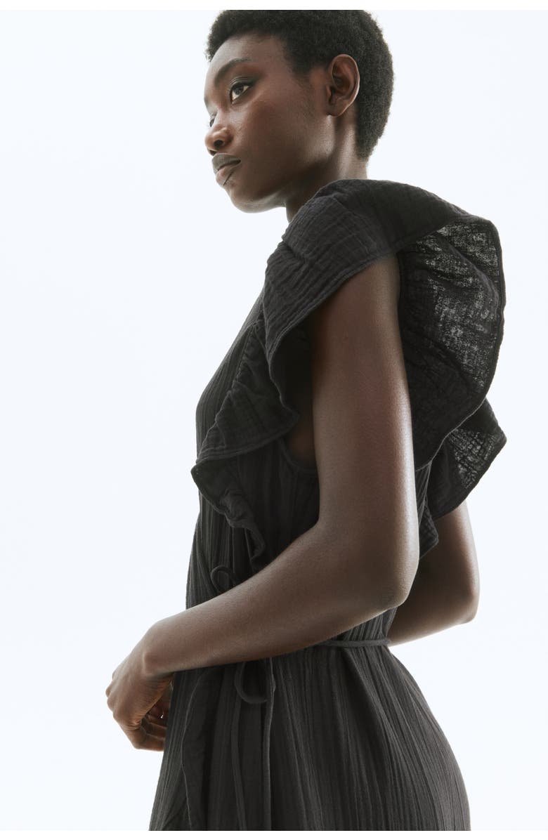 H&M Muslin Wrap Dress, Alternate, color, Black