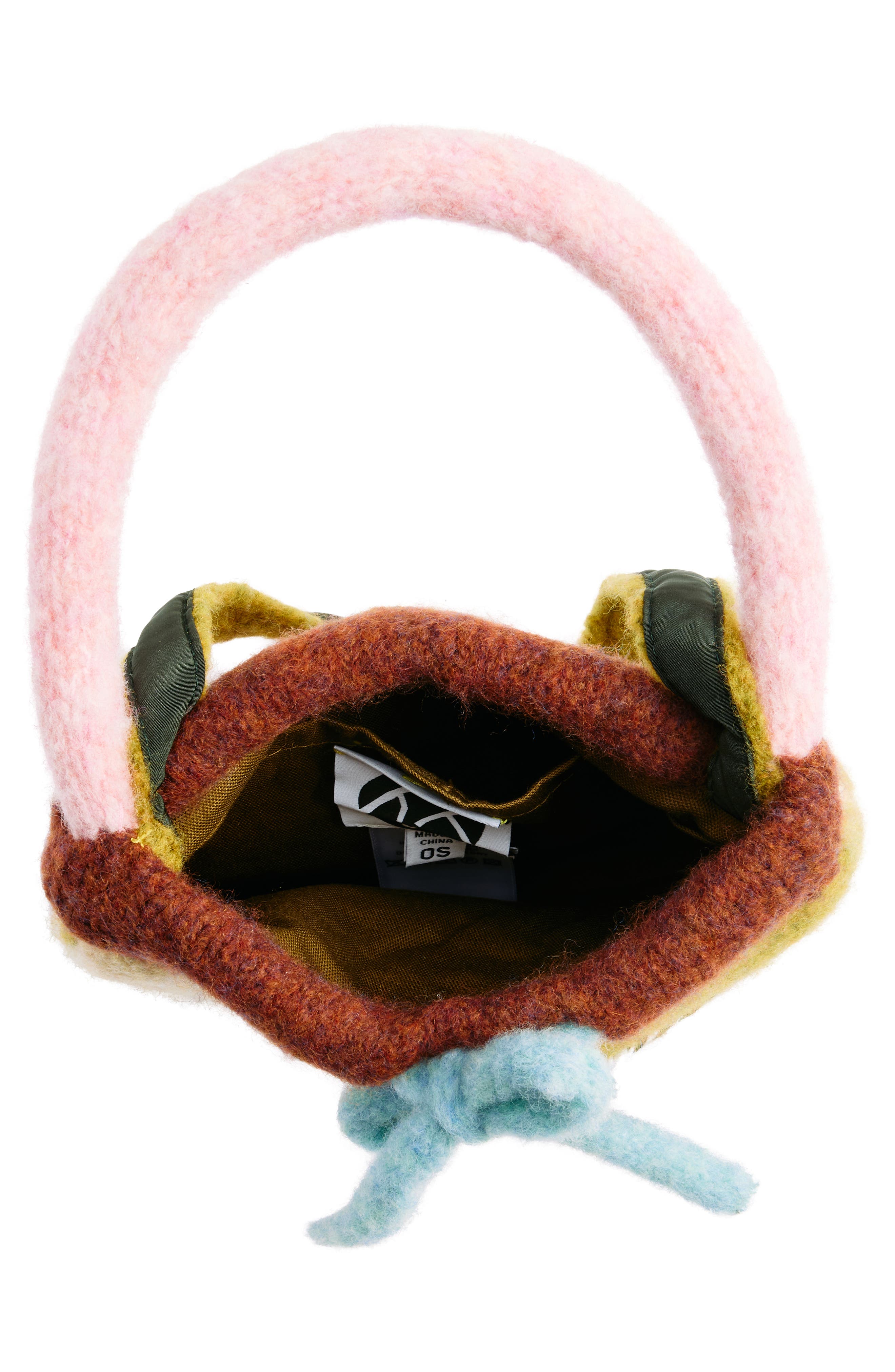 Softi Knit Pouch, Alternate, color, OLIVE/ PINK/ EGG SHELL