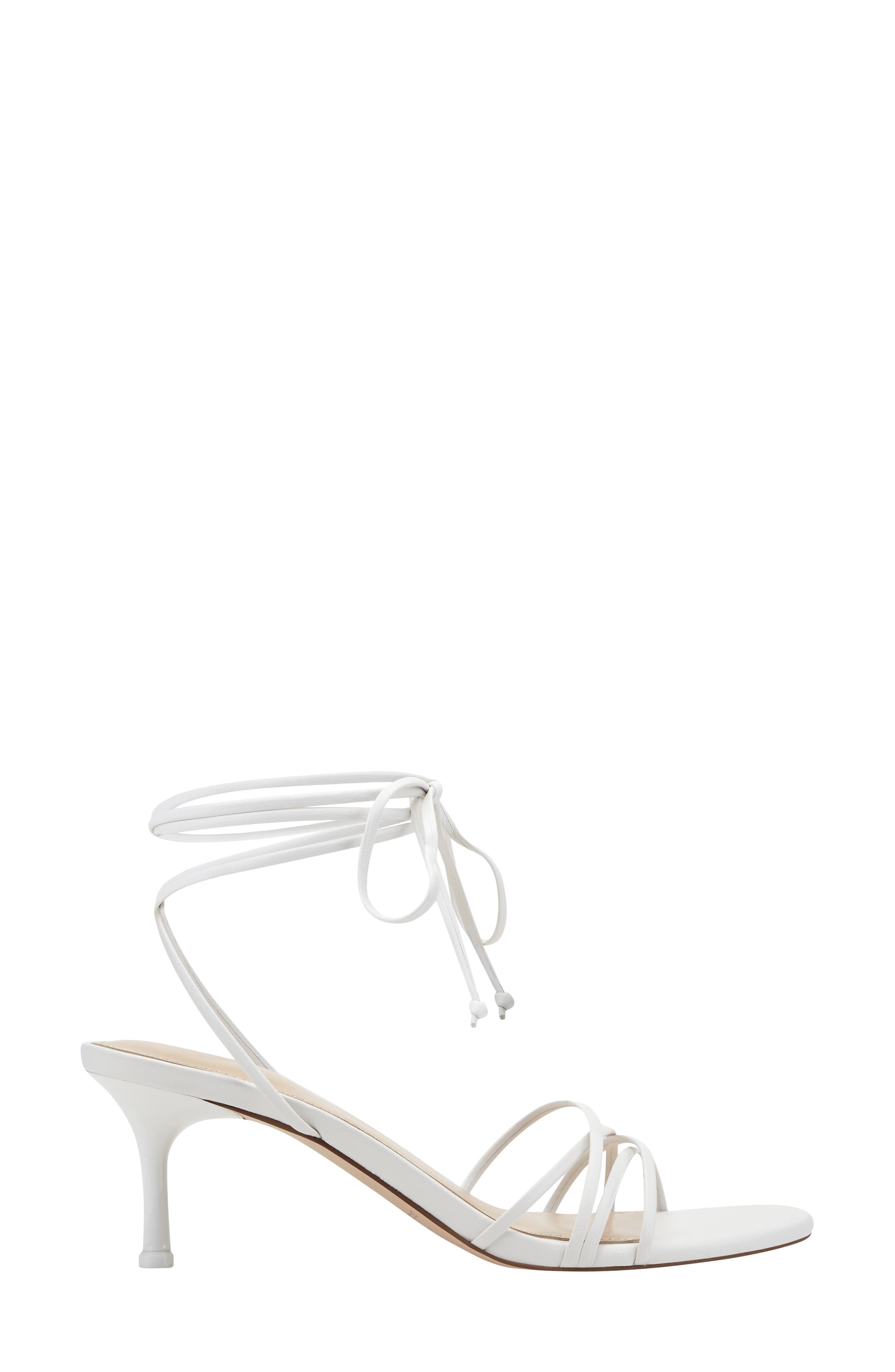 Marc Fisher Gineva Ankle Wrap Kitten Heel Sandal, Alternate, color, White