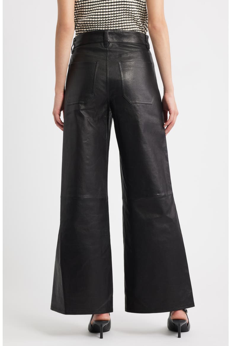 Le Slim Palazzo Leather Pants, Alternate, color, BLACK