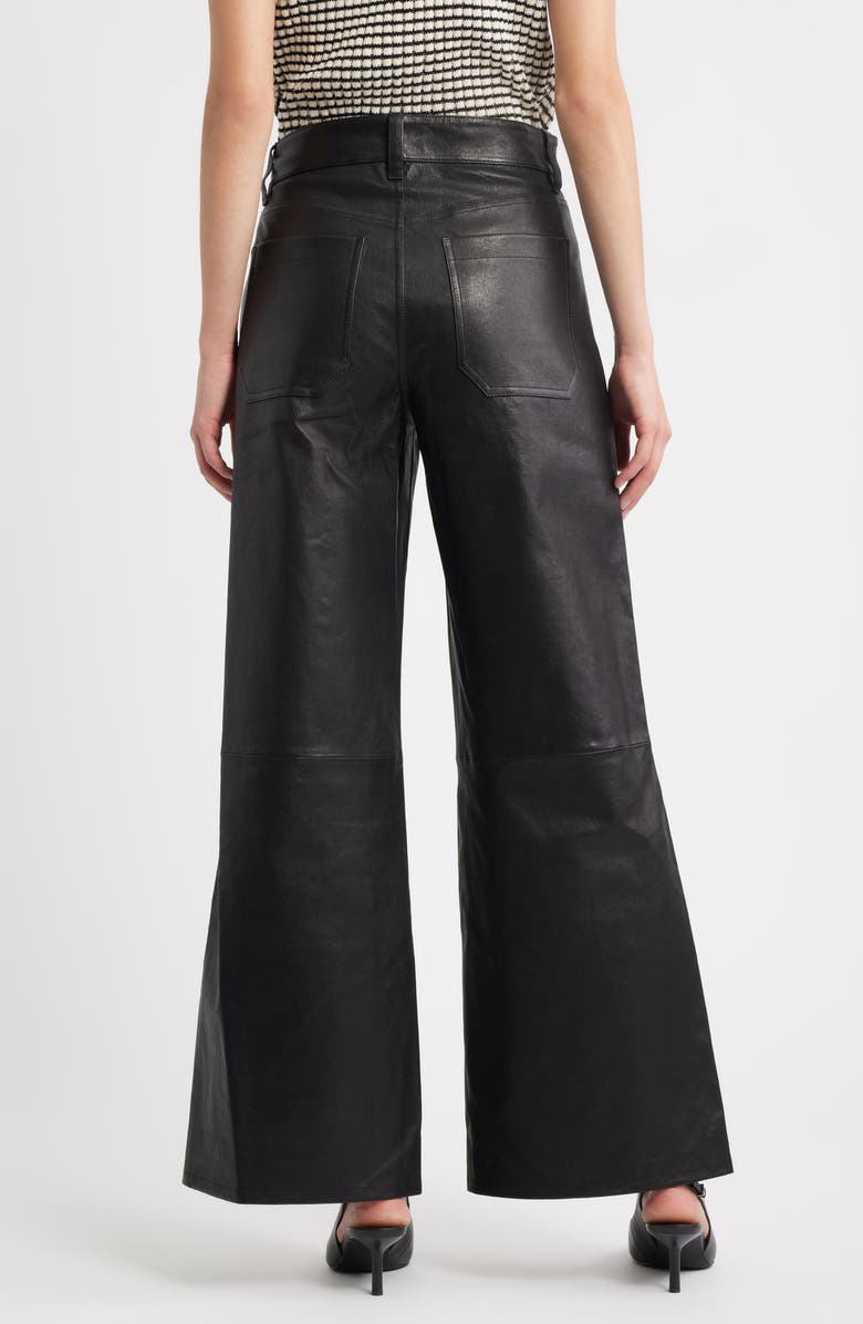 FRAME Le Slim Palazzo Leather Pants, Alternate, color, Black