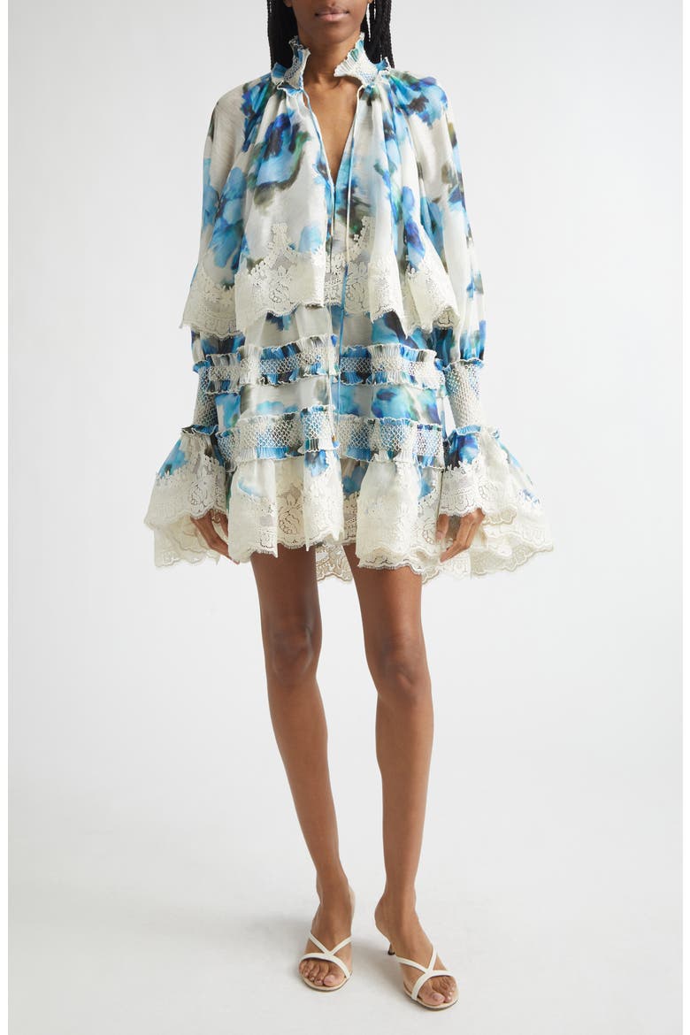 Alchemy Shirred Minidress, Main, color, BLUE POPPY