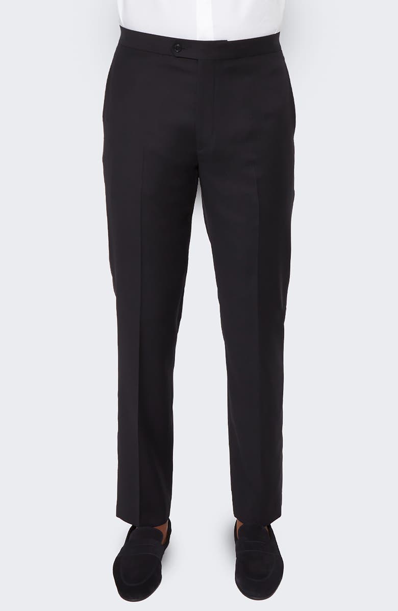 9tofive Solid Wool Tuxedo Pants, Main, color, Black