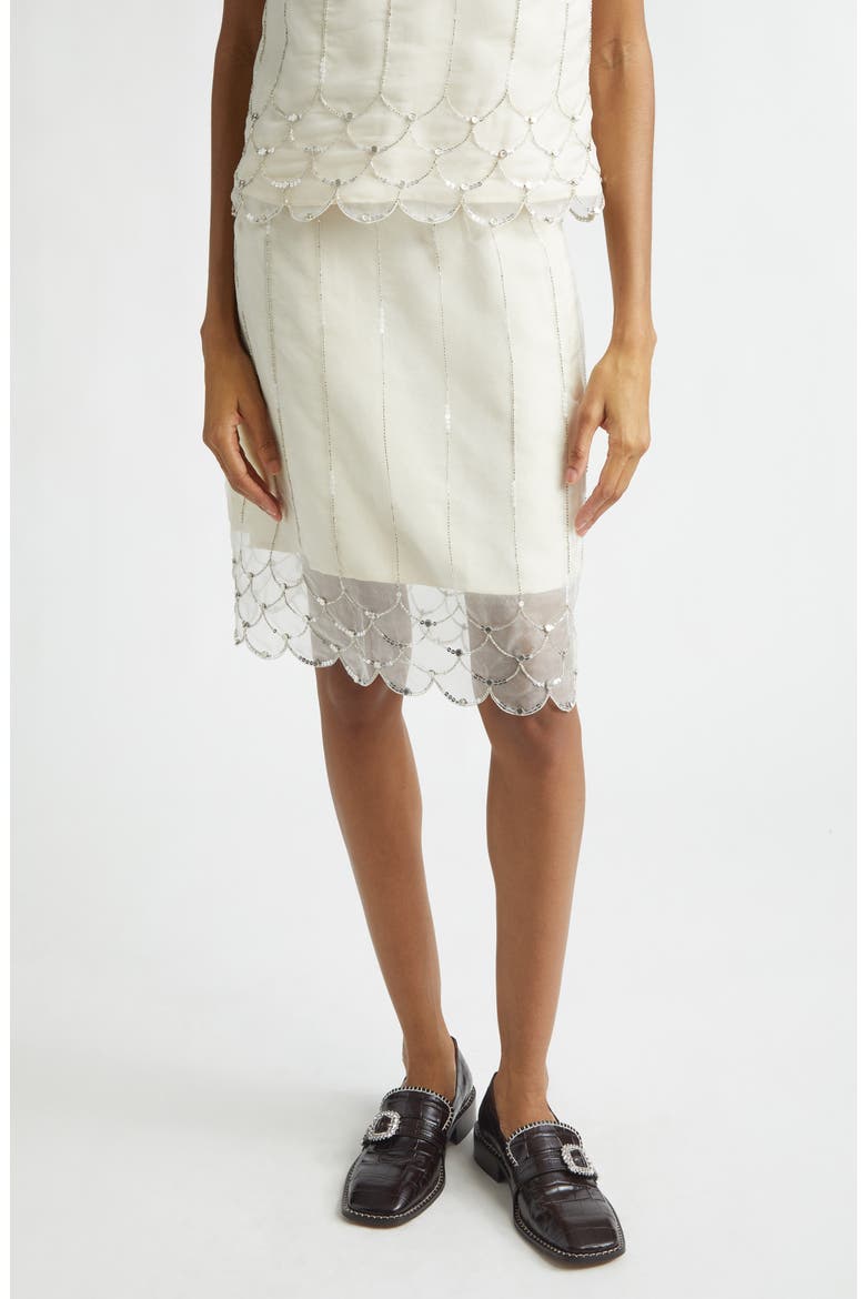Triumph Beaded Silk Organza Skirt, Main, color, IVORY