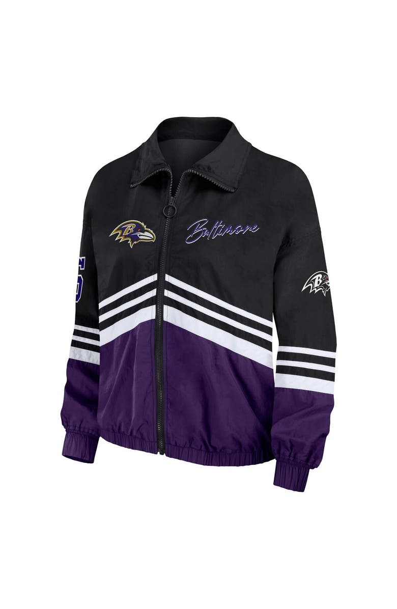 WEAR by Erin Andrews Women's WEAR by Erin Andrews Black Baltimore Ravens Vintage Throwback Windbreaker Full-Zip Jacket, Alternate, color, 