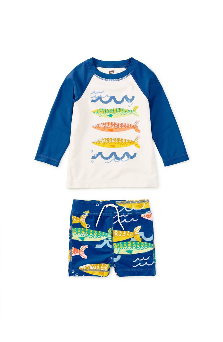 Tea Collection Rash Guard Baby Swim Set, Main, color, Chalk