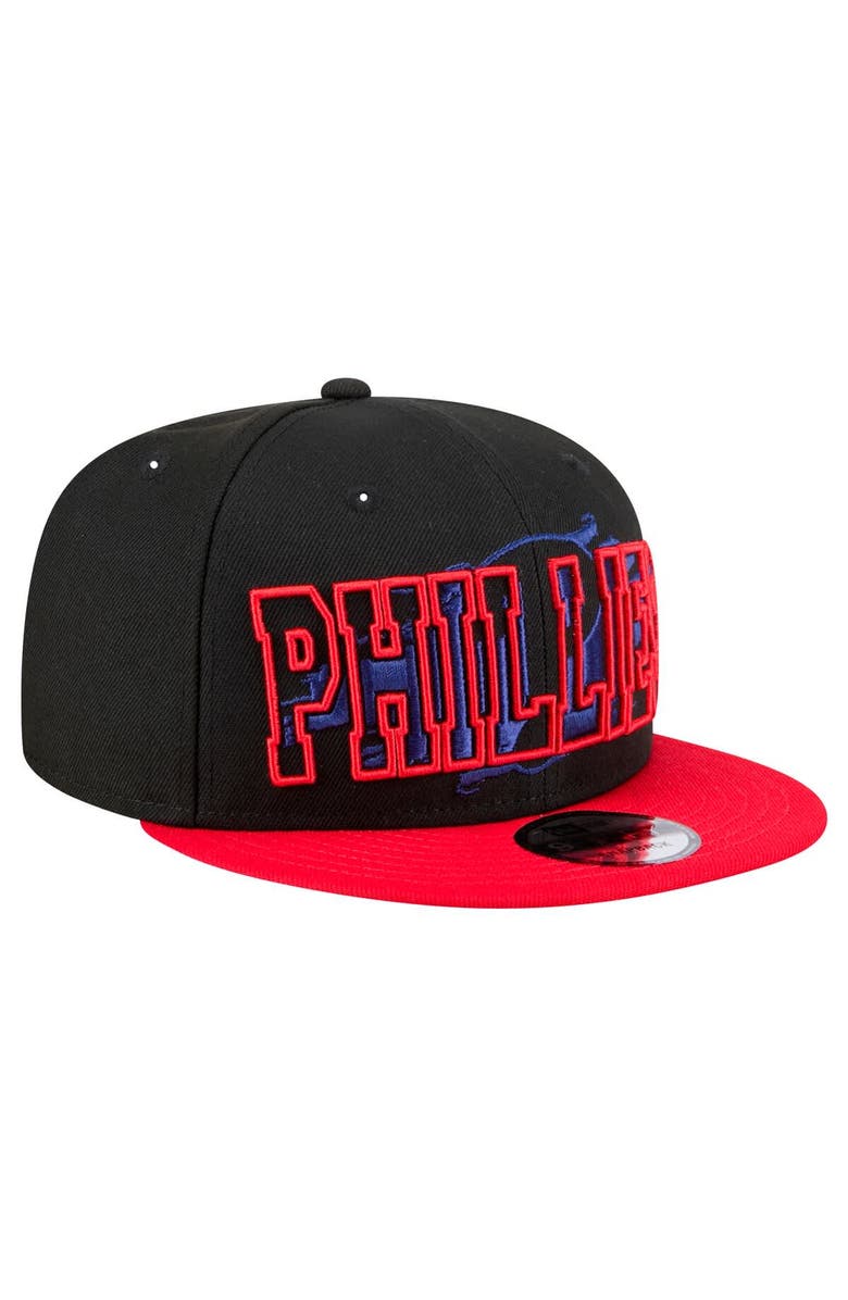 New Era Men's New Era Black Philadelphia Phillies Splatter 9FIFTY Snapback Hat, Alternate, color,