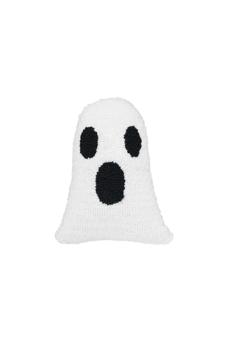 Ghost Shaped Halloween Hooked Small/Petite Accent Pillow, 8" x 10", Main, color, White