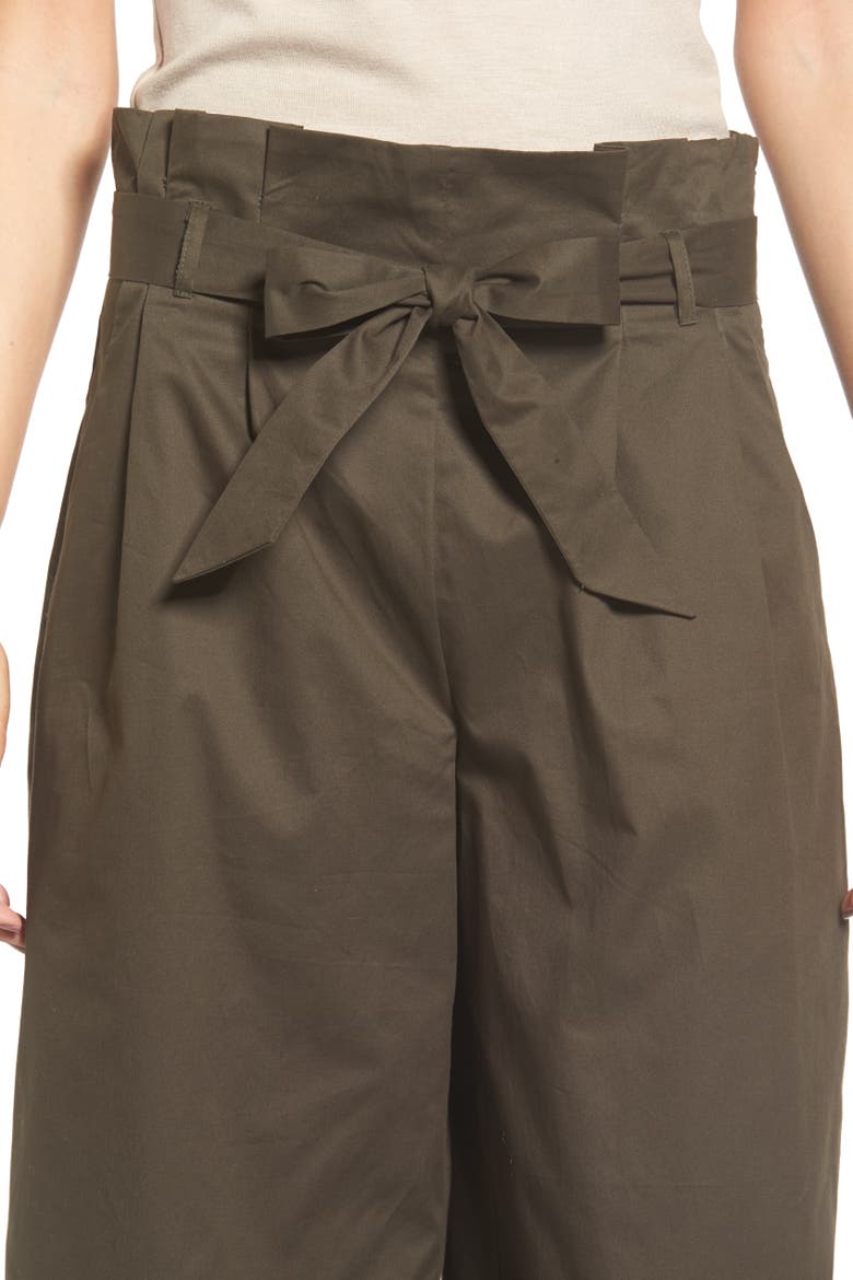 Paperbag Waist Wide Leg Pants, Alternate, color, BRINED OLIVE