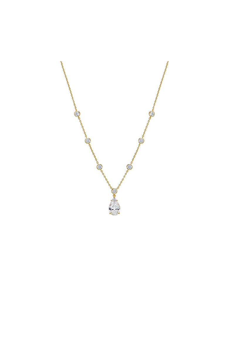 BY ADINA EDEN Fancy CZ Pear Drop Bezel Chain Necklace, Main, color, Gold