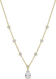 BY ADINA EDEN Fancy CZ Pear Drop Bezel Chain Necklace