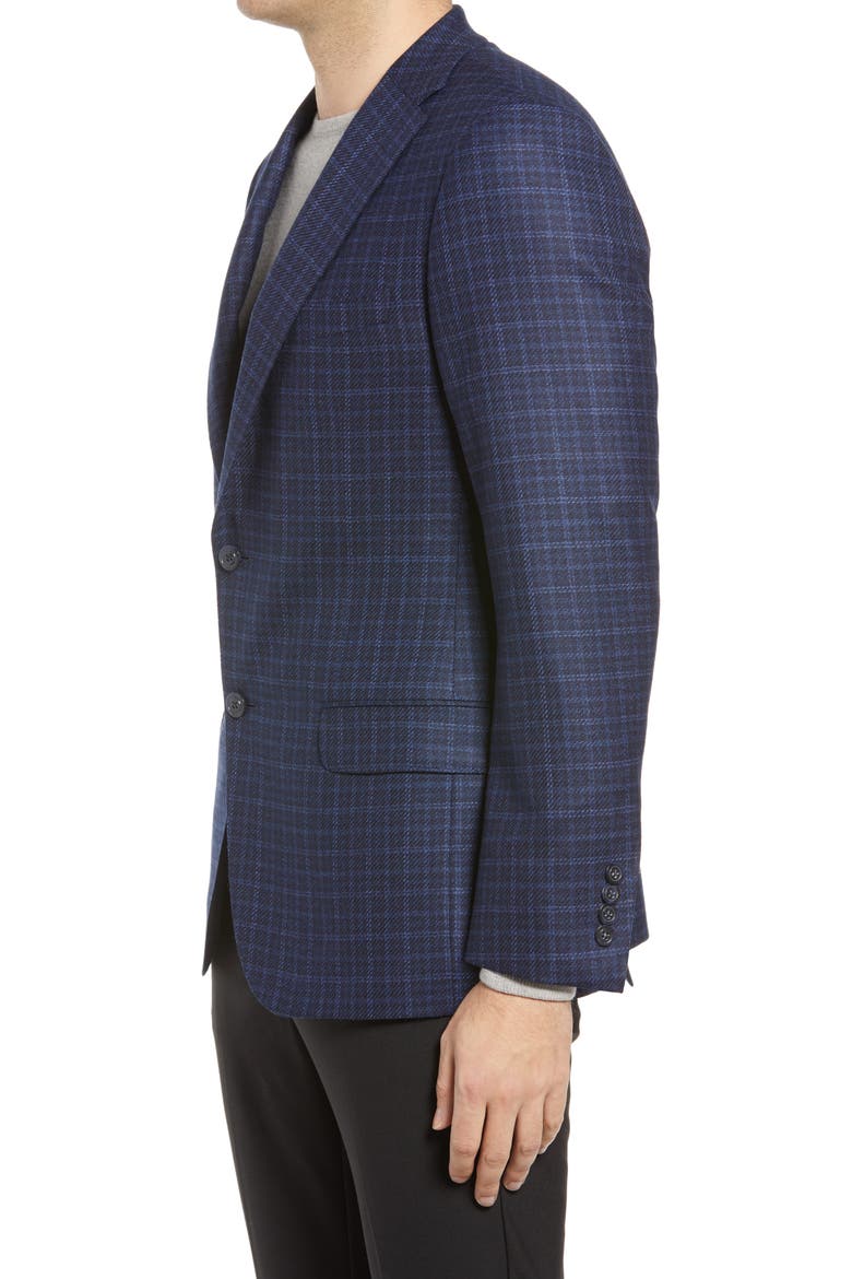 Check Wool Blend Jacket, Alternate, color, NAVY