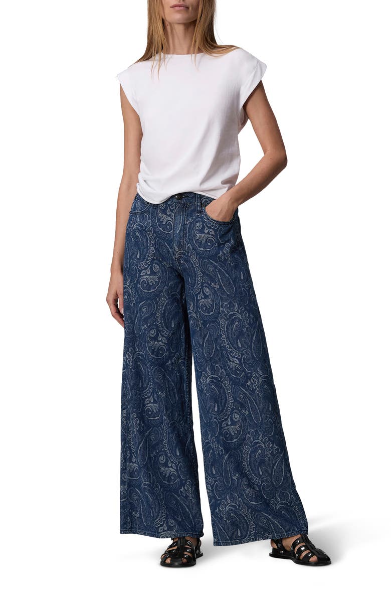 rag & bone Sofie Paisley Print High Waist Wide Leg Jeans, Alternate, color,