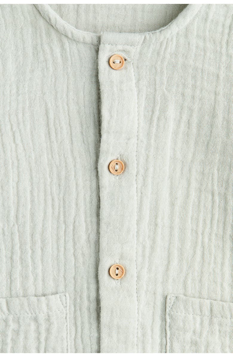 H&M Cotton Muslin Romper Suit, Alternate, color, Light Dusty Green