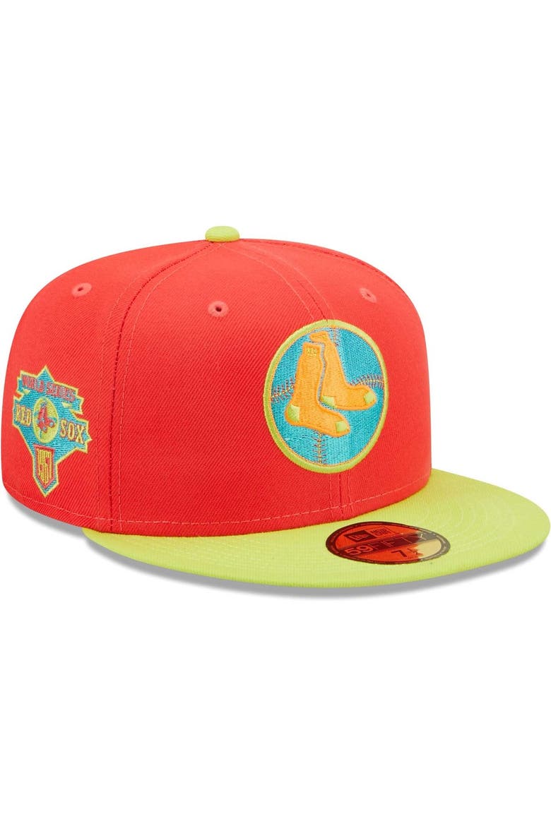 Men's New Era Red/Neon Green Boston Red Sox   Lava Highlighter Combo 59FIFTY Fitted Hat, Main, color, Red