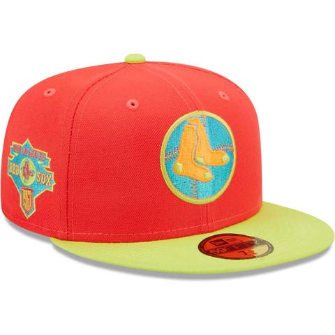 Men's New Era Red/Neon Green Boston Red Sox   Lava Highlighter Combo 59FIFTY Fitted Hat