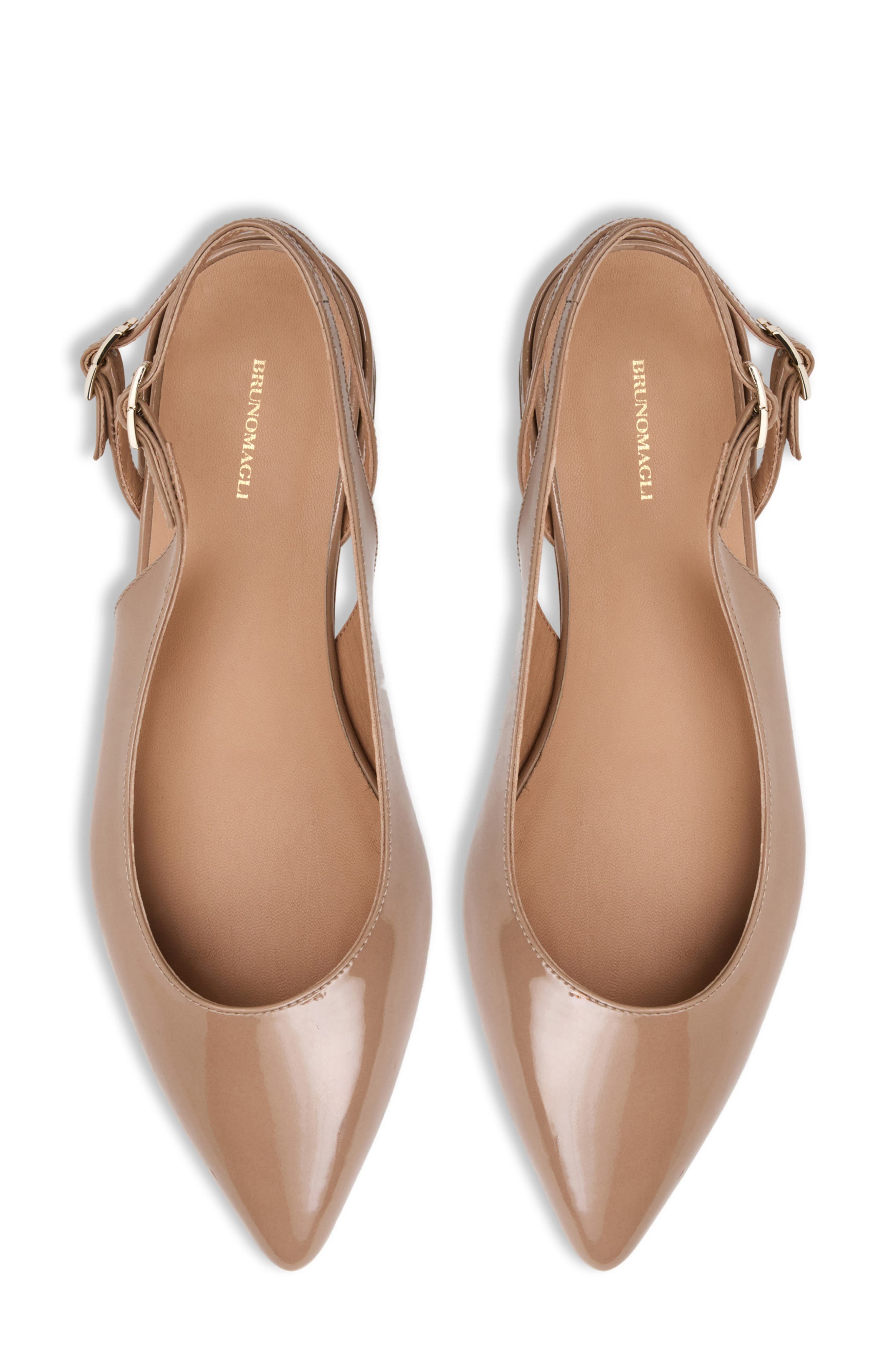 Juliet Slingback Pointed Toe Flat, Alternate, color, BISCUIT PATENT
