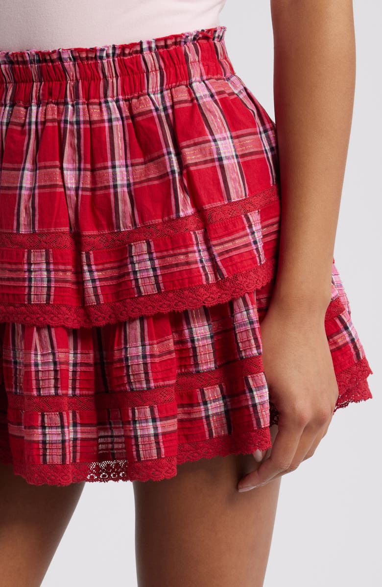 LoveShackFancy Tiered Ruffle Miniskirt, Alternate, color, Cherry Jubilee