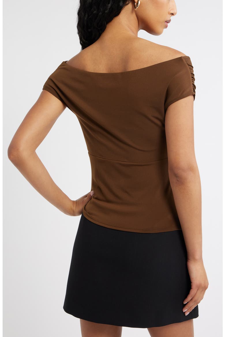 Crossover Off the Shoulder Top, Alternate, color, BROWN TERRA