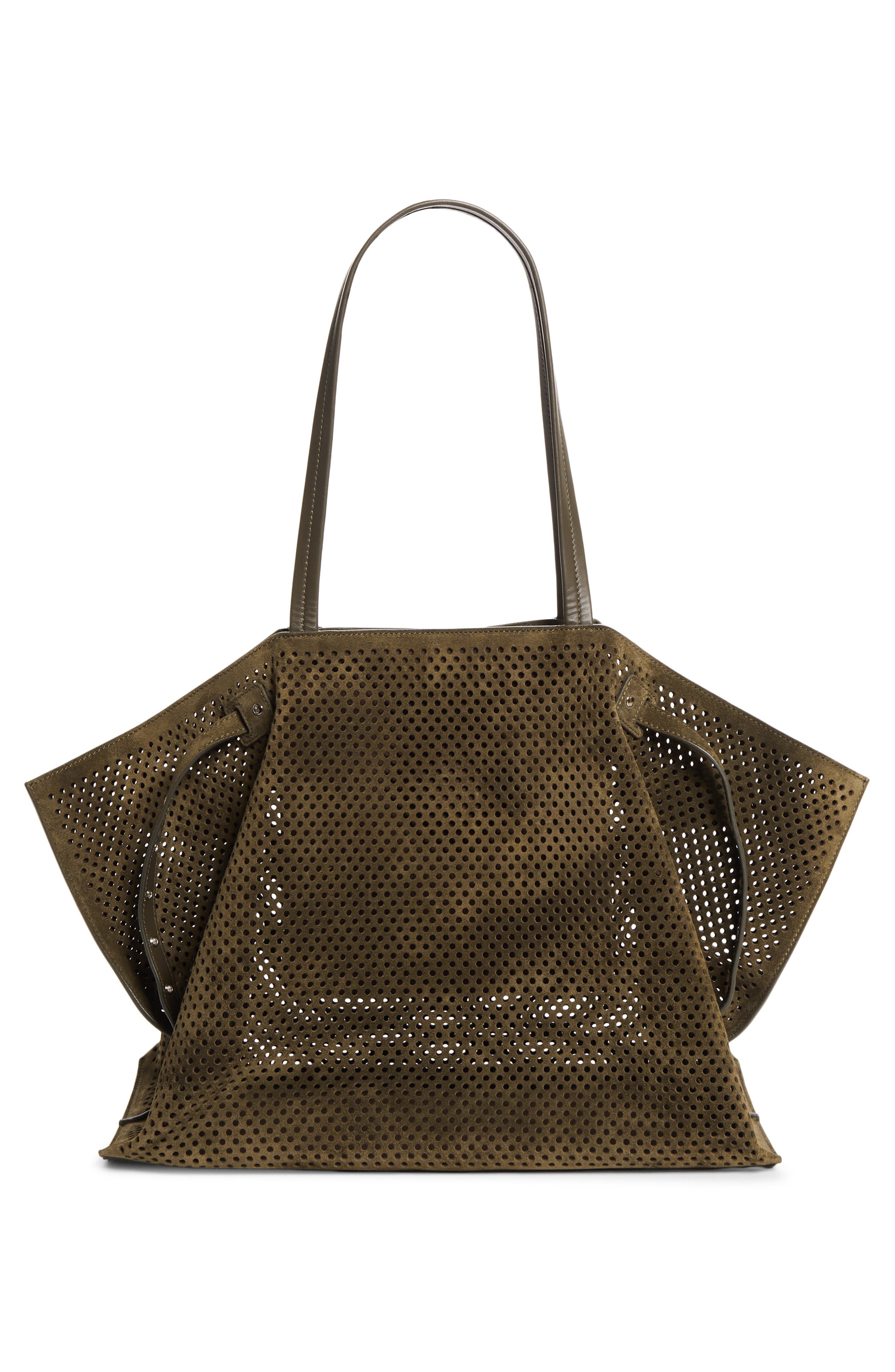 Days Perforated Suede Tote, Alternate, color, OLIVE