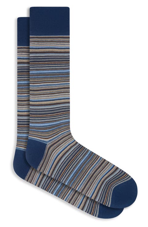 Stripe Cotton Blend Dress Socks