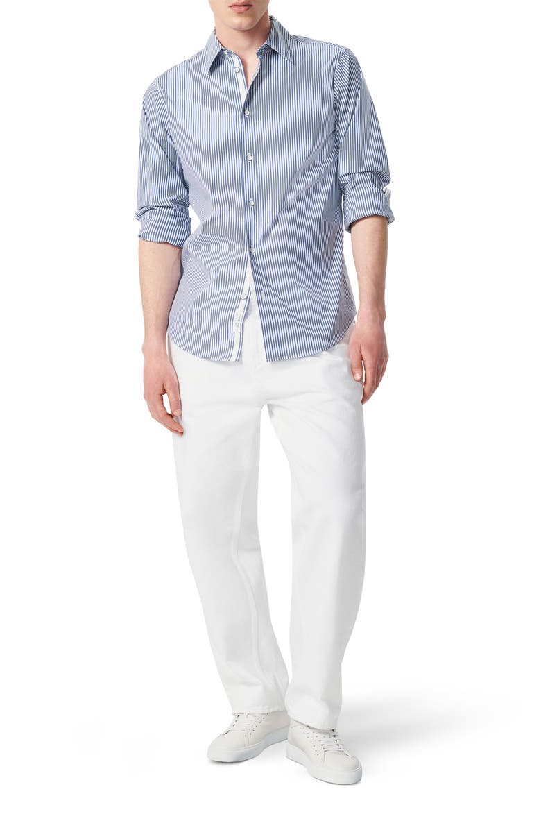rag & bone Patrick Stripe Stretch Poplin Button-Up Shirt, Alternate, color, Blue Cat