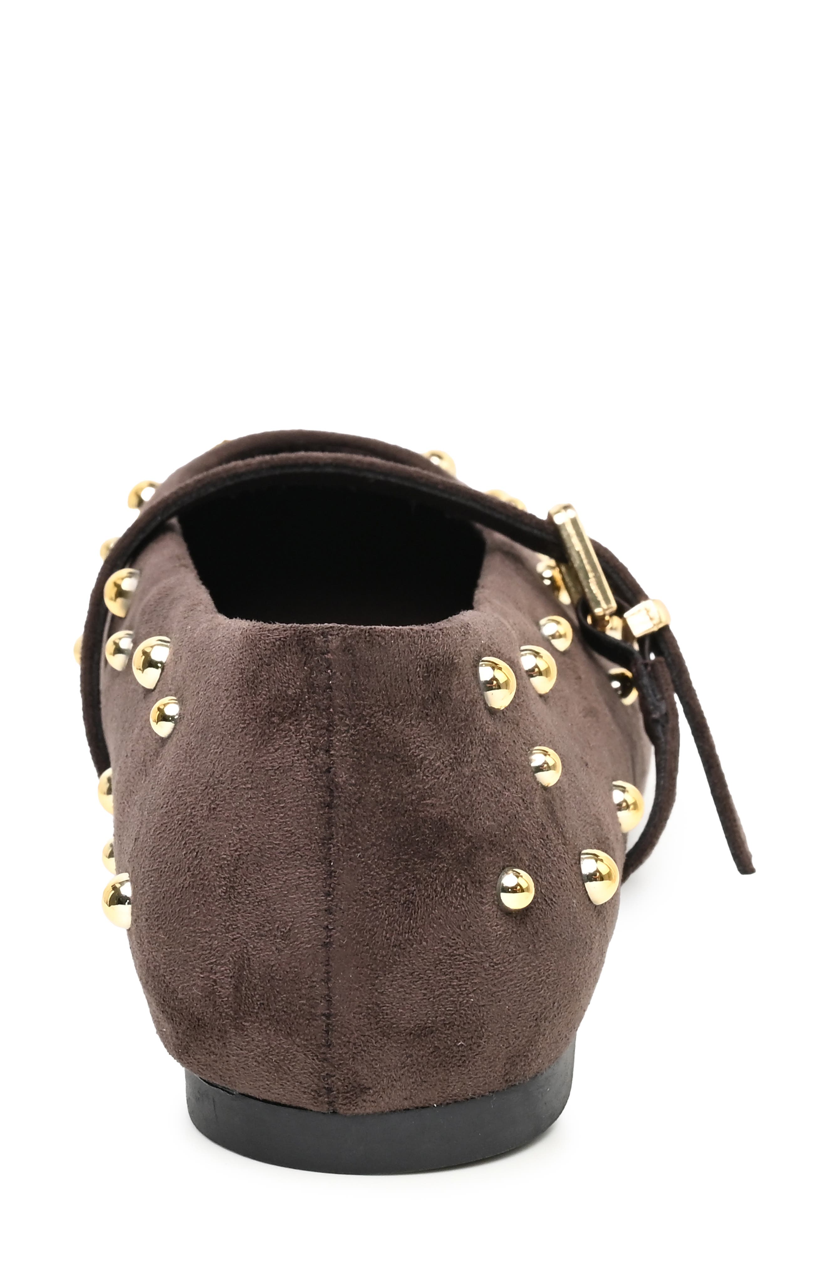 Fiona Studded Mary Jane Flat, Alternate, color, BROWN MICRO