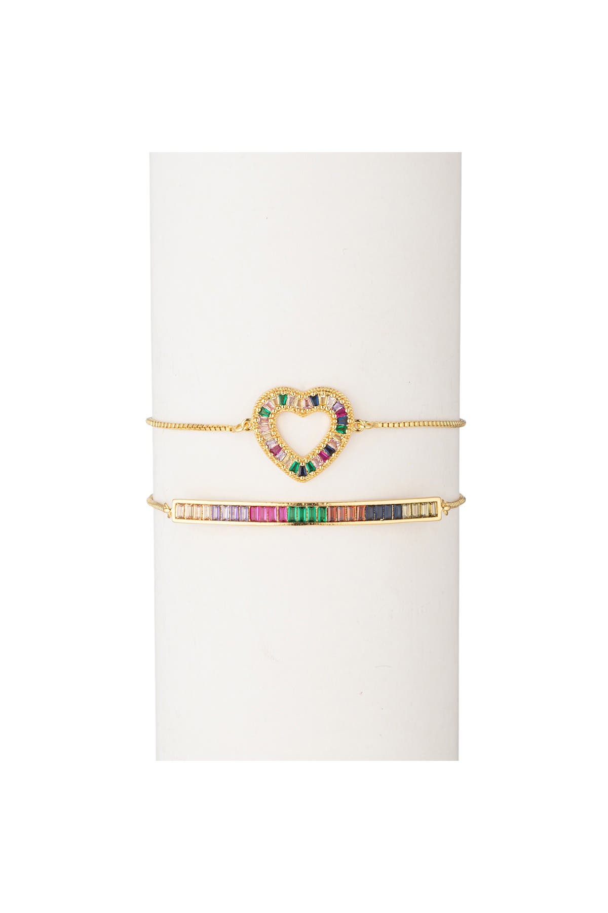 EYE CANDY LOS ANGELES 18K Gold Plated Rainbow Heart Bracelets - 2-Piece ...