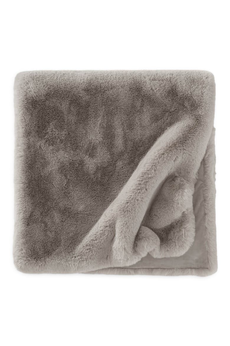 Faux Fur Bed Runner, Main, color, GREY