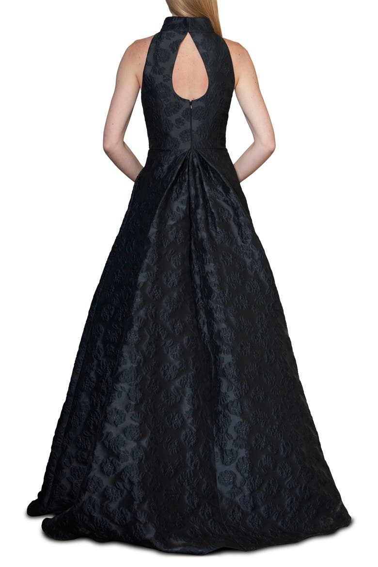 Halter Neck Jacquard Ballgown, Alternate, color, JET