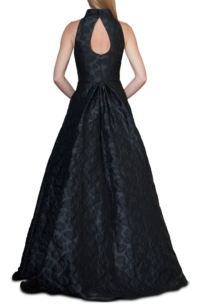 ML Monique Lhuillier Halter Neck Jacquard Ballgown, Alternate, color,