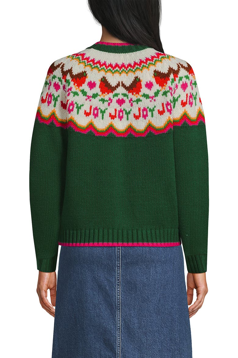 Lands' End Lofty Birdseye Fair Isle Cardigan Sweater (Women