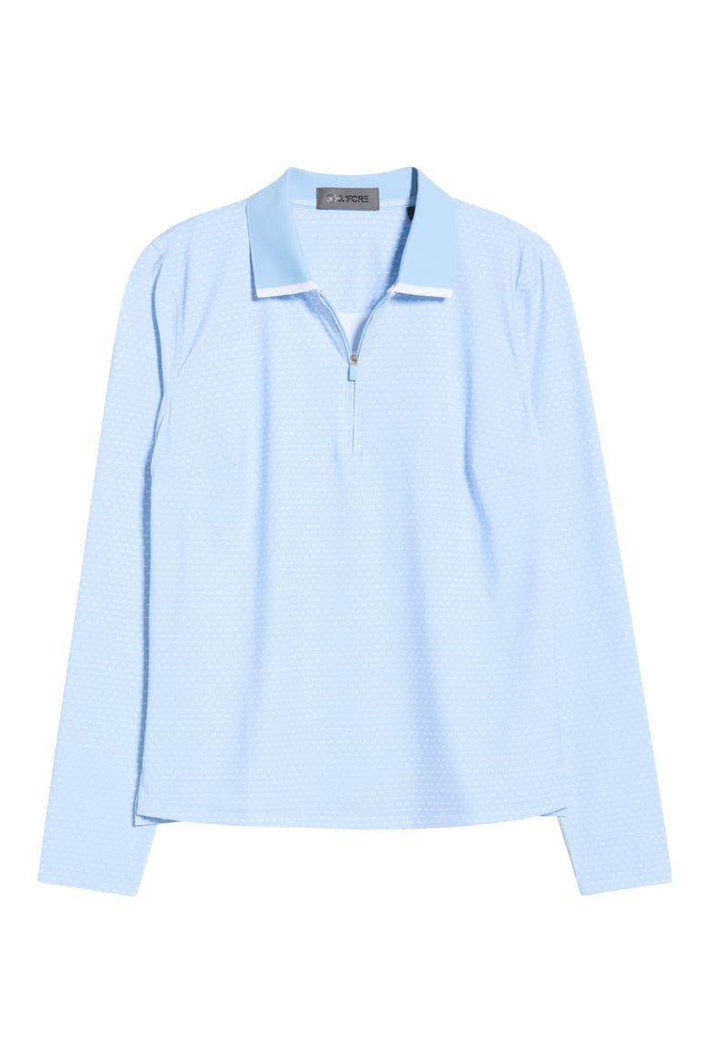 Geo 2 Silky Tech Long Sleeve Polo, Alternate, color, SKY / SNOW