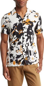 DENIM AND FLOWER Floral Short Sleeve Button-Up Shirt