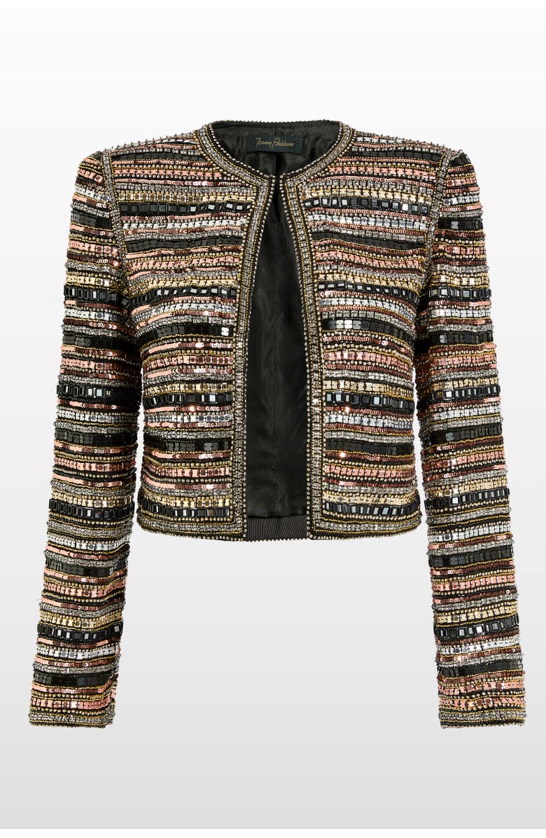 Jenny Packham Alma Beaded Jacket, Main, color, Liquorice