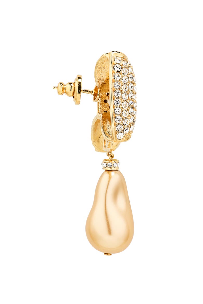San Fin Bow Faux Pearl Drop Earrings, Alternate, color, GOLD