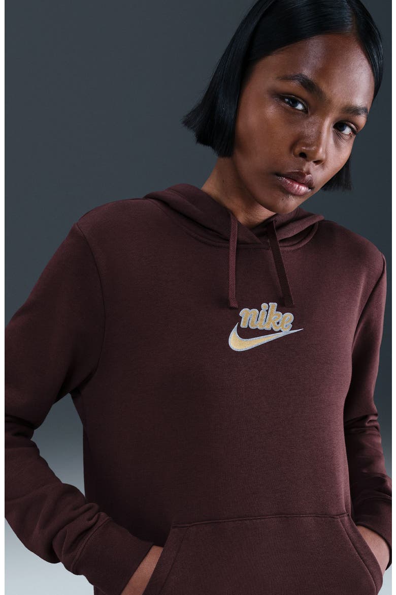 Club Logo Fleece Pullover Hoodie, Alternate, color, BURGUNDY CRUSH/ METALLIC GOLD