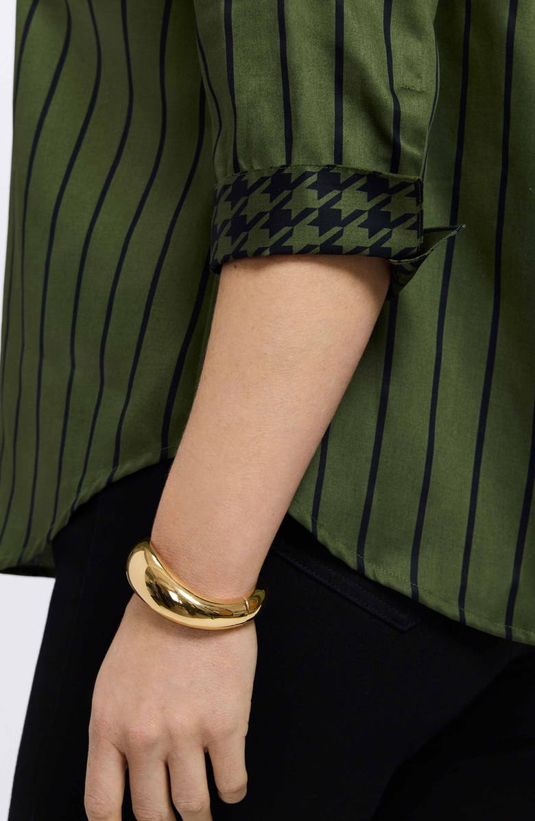 Foxcroft Margie Stripe Three-Quarter Sleeve Button-Up Shirt, Alternate, color, Basil Green/ Black