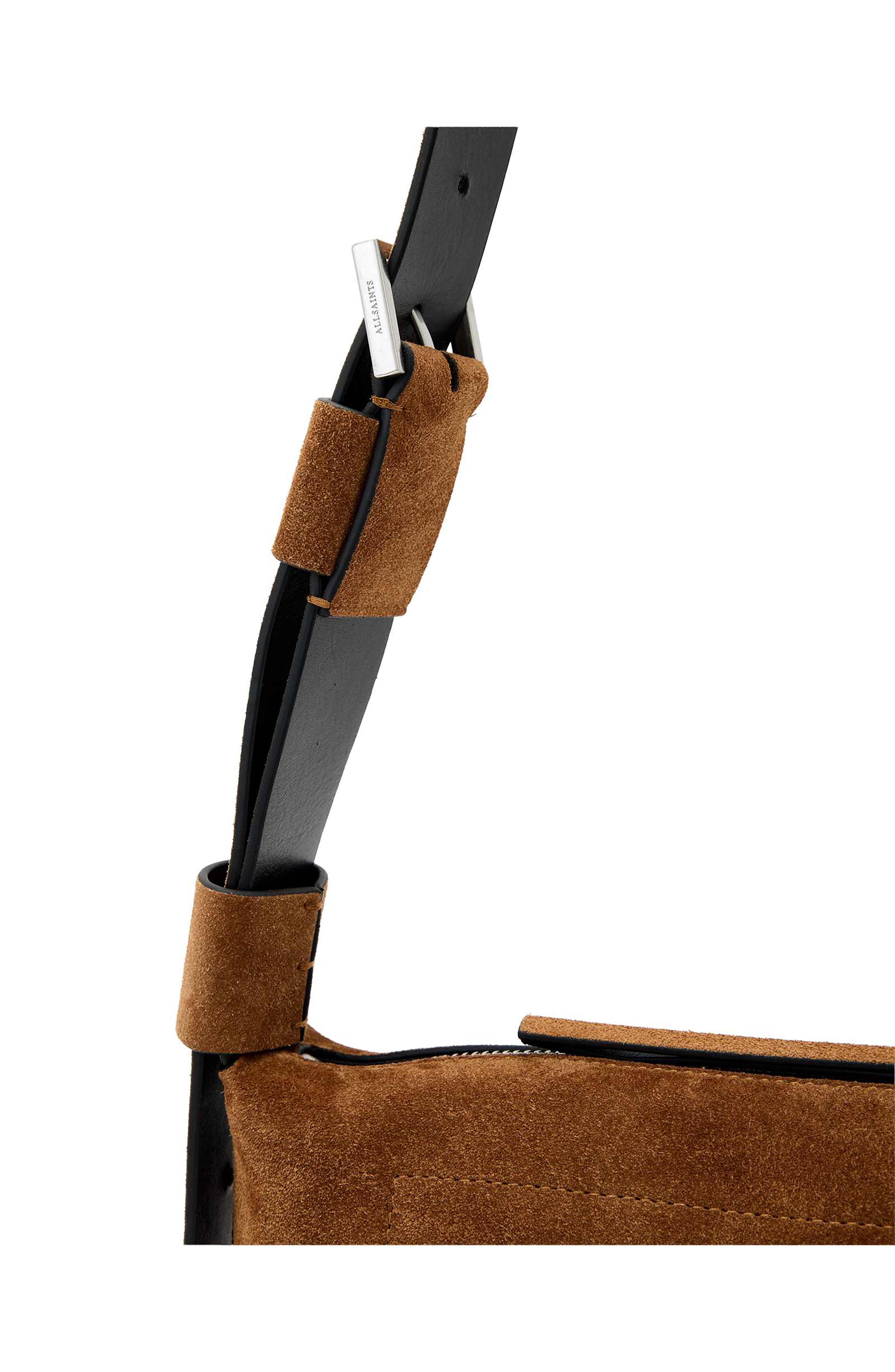 Small Alba Zip Suede Crossbody Bag, Alternate, color, ARIZONA TAN BROWN