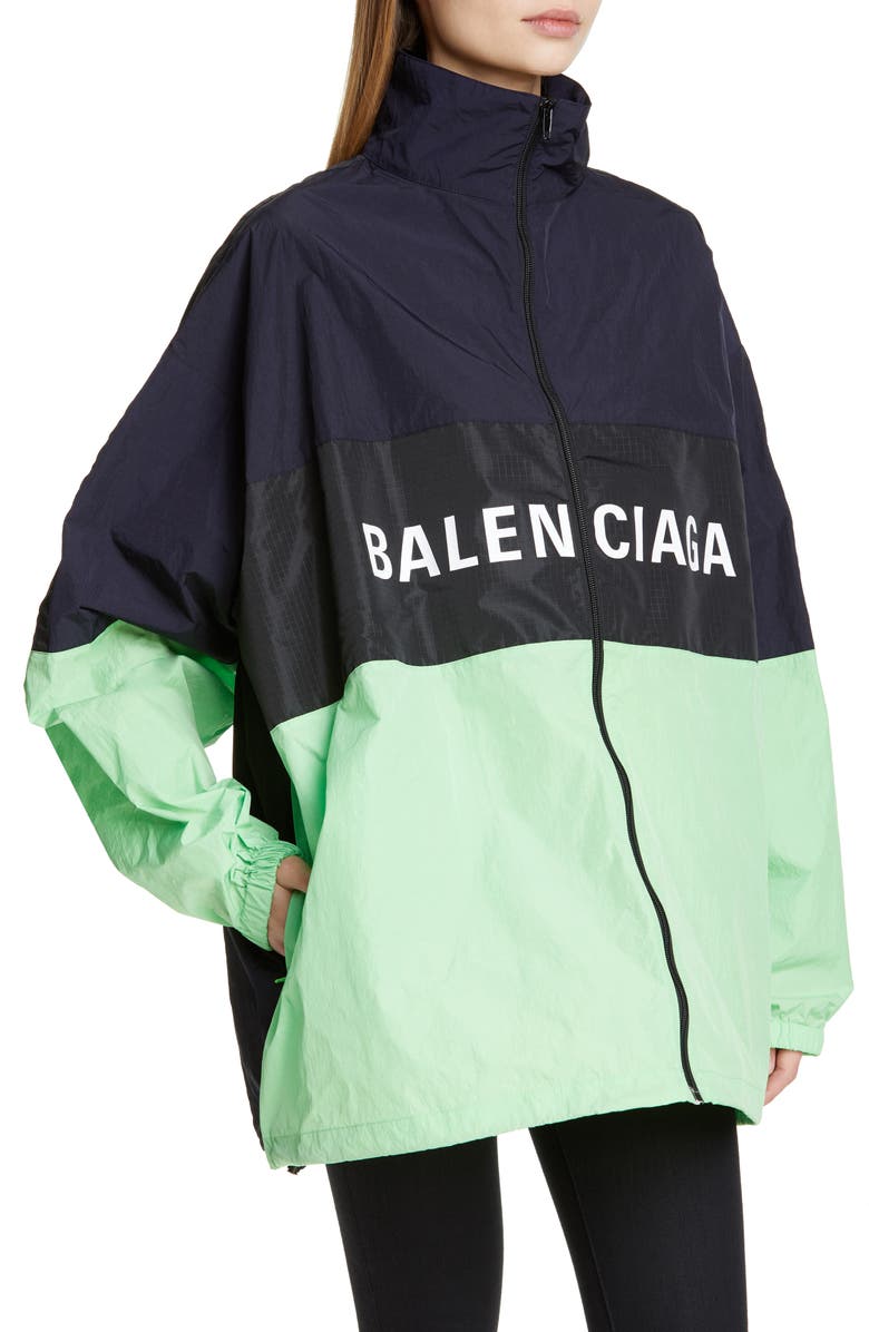 Balenciaga Logo Colorblock Windbreaker Jacket, Alternate, color, 