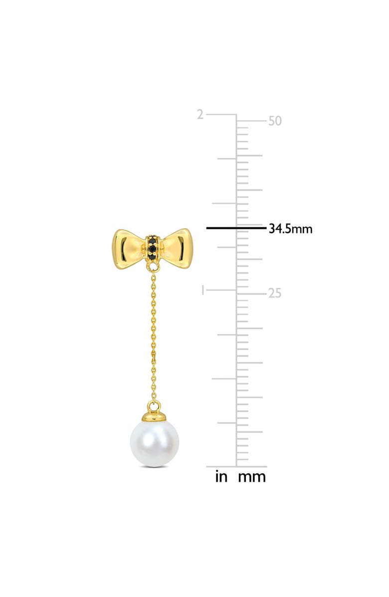 Julianna B. Cultured Pearl & Gem Bow Dangle Earrings 10k, Alternate, color, Sapphire