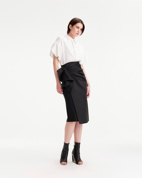 Theo The Label Women's Black Atlas Bow Pencil Skirt In Black