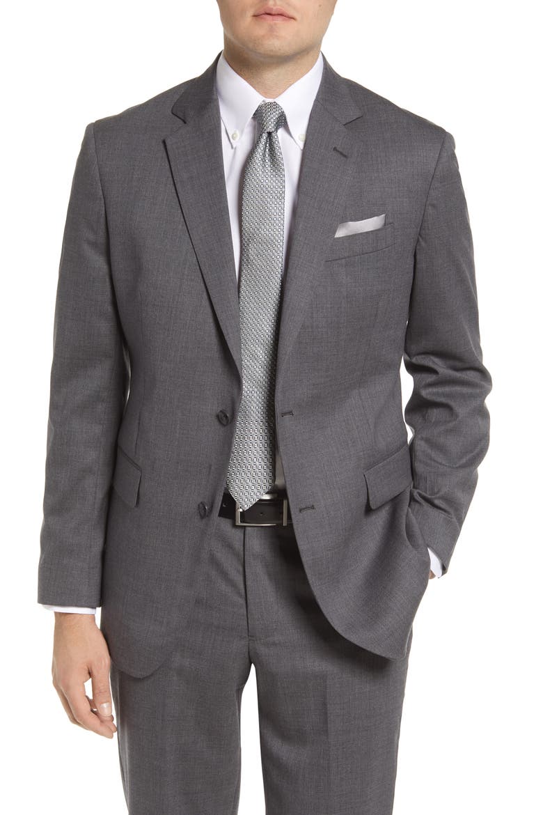 Tech-Smart Trim Fit Stretch Wool Sport Coat, Main, color, GREY CHARCOAL