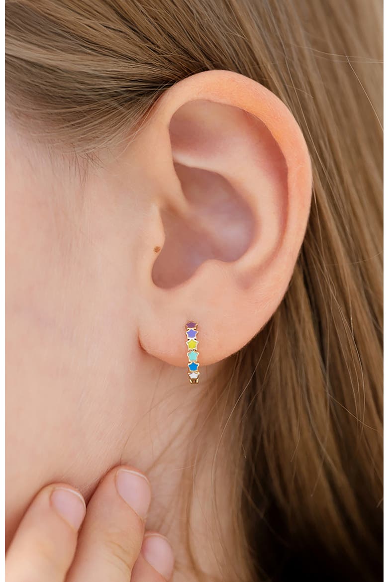 14k Star Cascade Hoops, Alternate, color, Multi-Color