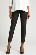 Marion Women's Slim Leg Over-Belly Maternity Dress Pants in Black Italian Stretch Suiting Fabric