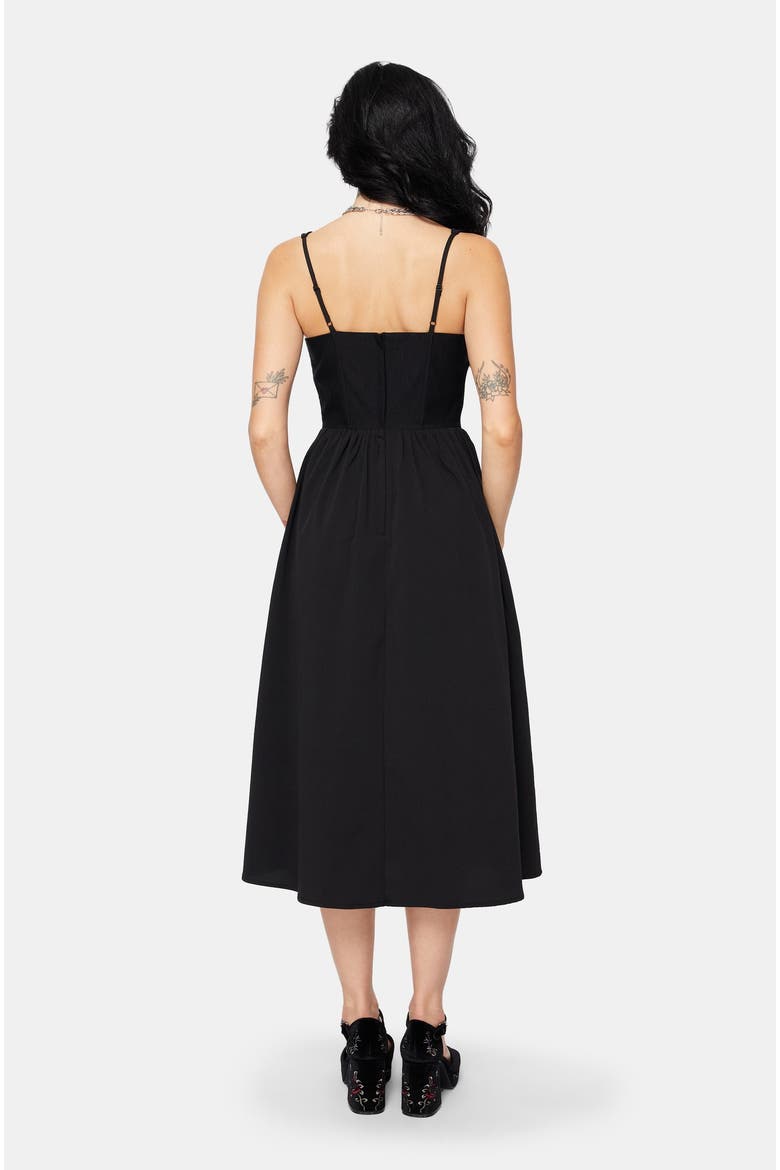 Miranda Midi Corset Dress, Alternate, color, Black