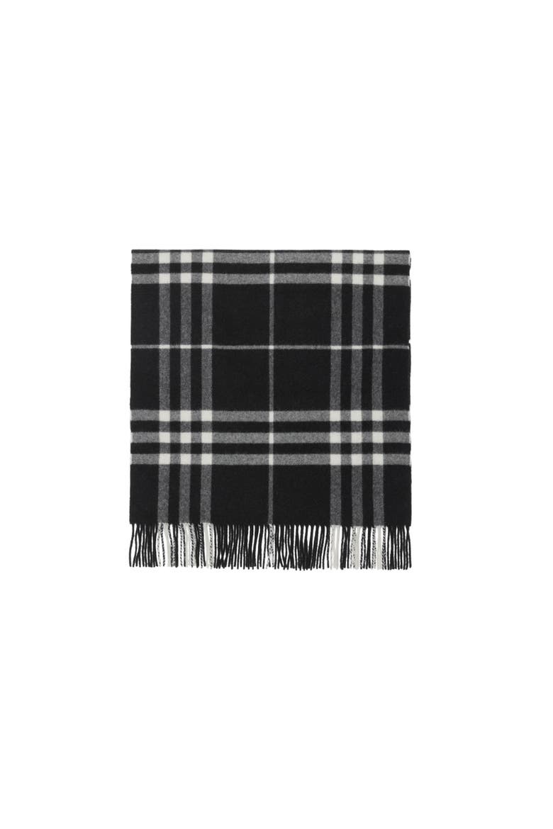 Wide Check Cashmere Scarf, Alternate, color, Black/calico beige