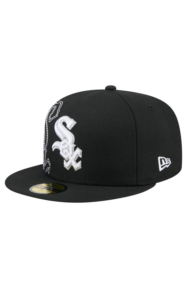 New Era Men's New Era Black Chicago White Sox Yarn Stitch 59FIFTY Fitted Hat, Alternate, color, Black