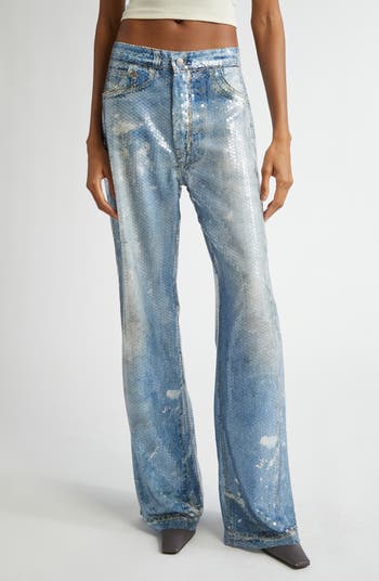 Acne Studios Paypa Sequin Trompe l'Oeil Georgette Wide Leg
