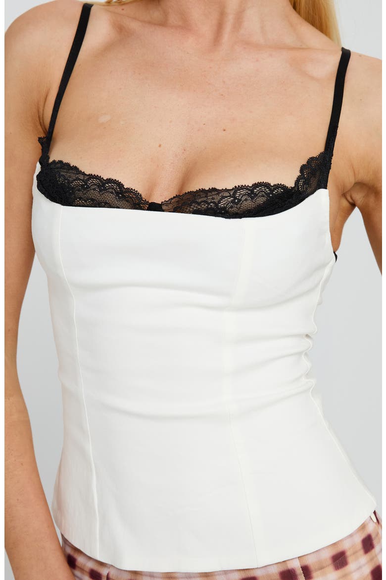 Renaissance Mixed Media Corset Top, Alternate, color, WHITE / BLACK
